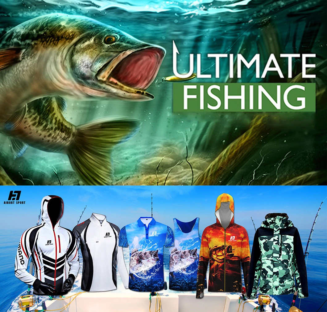 Aibort Sublimation High Quality Bamboo Tournament Upf 50 Shirt Guy Harvey Long Sleeve Hooded Fishing Shirts for Men