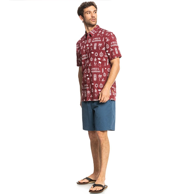 Organic Bamboo Shirts for Men Short Sleeve Print Men&prime; S Shirts Holiday Camisas Sustainable Men Wear Hawaiian Beach Shirt Resort Shirt Hawaiian Shirt